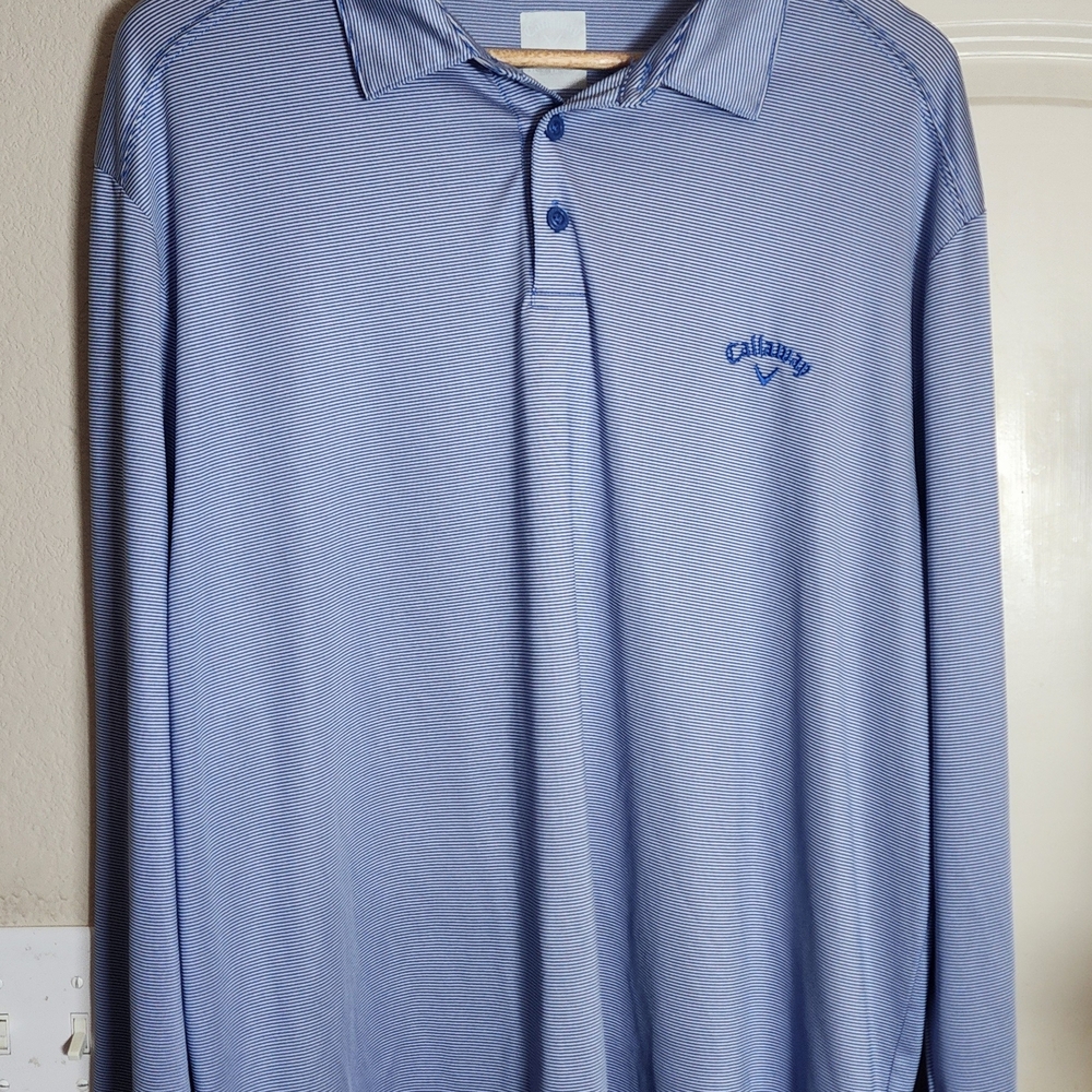 Callaway Men's Polo in Striped‎ Blue Opti-Dry